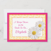 Roze Daisy Recipe Theme Bridal Shower Uitnodiging (Voorkant)