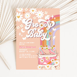 Roze Daisy Regenboog Hippie Groovy Busje Baby Borr Kaart