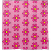 Roze Daisy Retro Badkamer Douchegordijn (Voorkant)