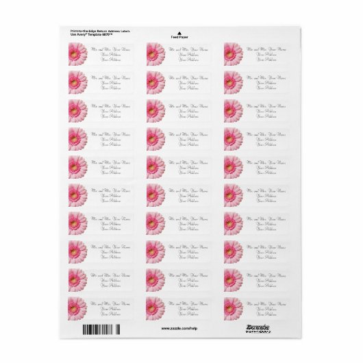 Roze Daisy Return Address Labels (Full Sheet)