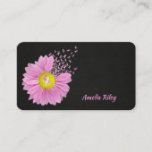 Roze Daisy Ribbons Visitekaartje (Voorkant)