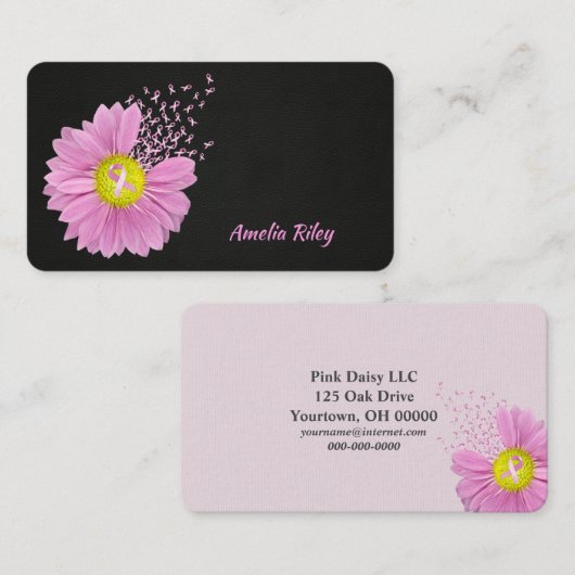 Roze Daisy Ribbons Visitekaartje (Voorkant / Achterkant)