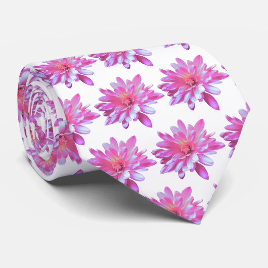 Roze daisy roze bloemen roze bloem patroon stropdas (Opgerold)