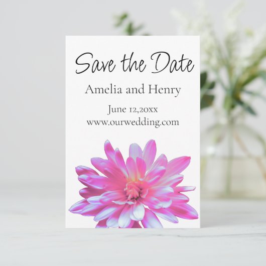 Roze Daisy roze bloemen roze bloem - save the date (Staand voorkant)