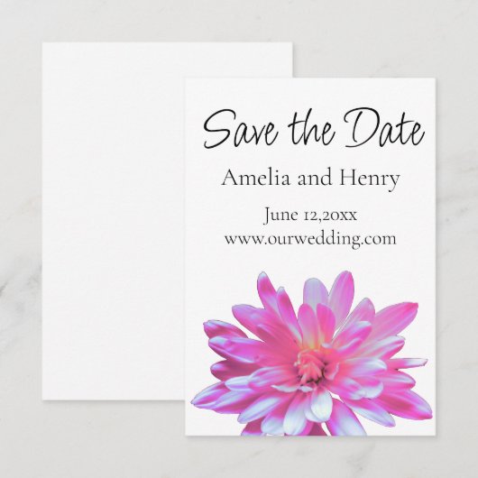 Roze Daisy roze bloemen roze bloem - save the date (Voorkant / Achterkant)