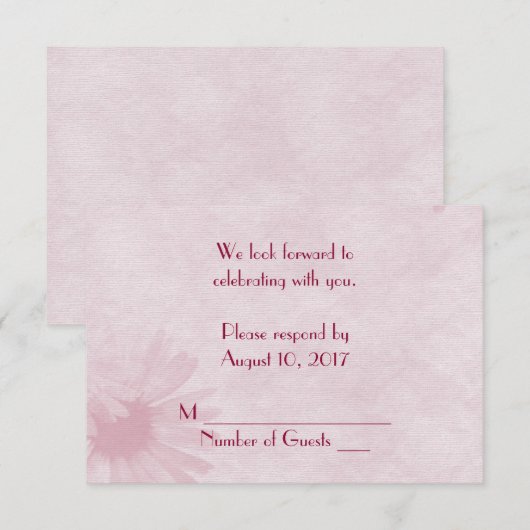 Roze Daisy RSVP Kaart (Voorkant / Achterkant)