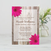 Roze Daisy Rustic Barn Wood Vrijgezellenfeest Kaart (Staand voorkant)