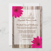 Roze Daisy Rustic Barn Wood Wedding Kaart (Voorkant)