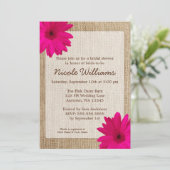 Roze Daisy Rustic Burlap Vrijgezellenfeest Kaart (Staand voorkant)
