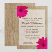 Roze Daisy Rustic Burlap Vrijgezellenfeest Kaart (Voorkant / Achterkant)