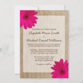 Roze Daisy Rustic Burlap Wedding Kaart (Voorkant)