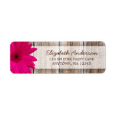 Roze Daisy Rustieke Schuur Houten Adresetiketten Etiket (Voorkant)