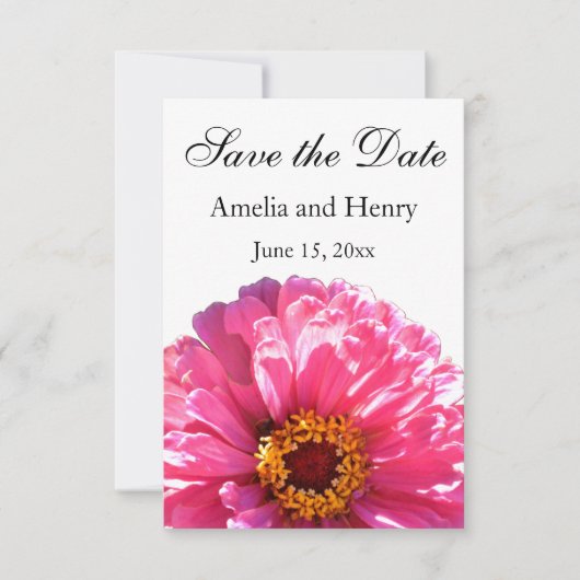 Roze Daisy - sla de datum op Save The Date (Voorkant)