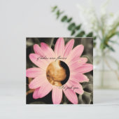 Roze Daisy Sonogram Baby Shower Invitaties Kaart (Staand voorkant)