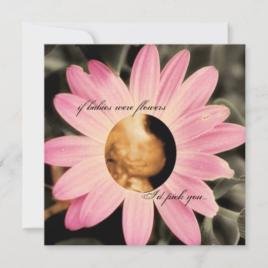 Roze Daisy Sonogram Baby Shower Invitaties Kaart (Voorkant)