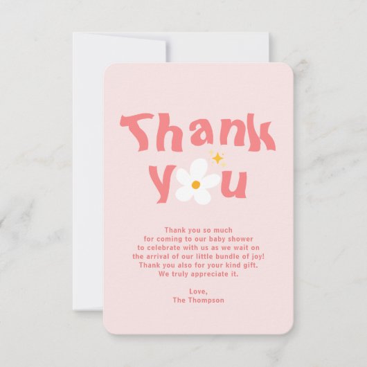 Roze Daisy Spring Baby in Bloom Baby shower Bedankkaart (Voorkant)