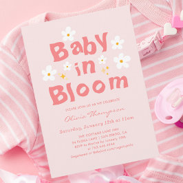 Roze Daisy Spring Baby in Bloom Baby shower Kaart