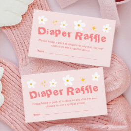 Roze Daisy Spring Baby shower Luier Raffle Informatiekaartje