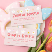 Roze Daisy Spring Baby shower Luier Raffle Informatiekaartje