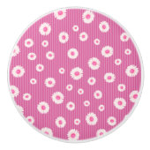 Roze Daisy Stripe Keramische Knop (Voorkant)