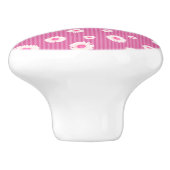 Roze Daisy Stripe Keramische Knop (Zijkant)