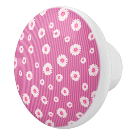 Roze Daisy Stripe Keramische Knop (Rechts)