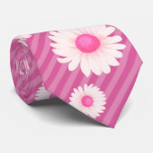 Roze Daisy Stripe Stropdas (Opgerold)