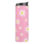 Roze Daisy Thermal Tumbler Thermosbeker (Gedraaid links)