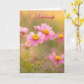 Roze Daisy veld om aan je te denken Kaart (Gele Bloem)