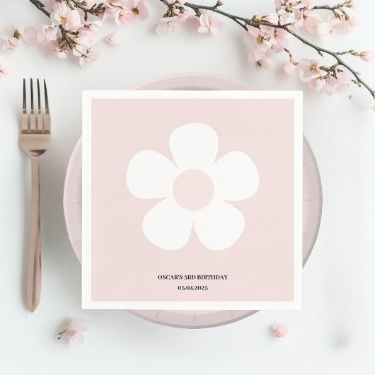 Roze Daisy Verjaardag - Bloemen Party Tafel Decor Servet