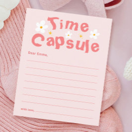 Roze Daisy Verjaardag Party Time Capsule Game Kaar