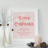 Roze Daisy Verjaardag Party Time Capsule Game Poster