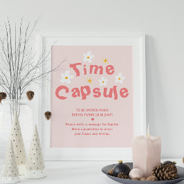 Roze Daisy Verjaardag Party Time Capsule Game Poster