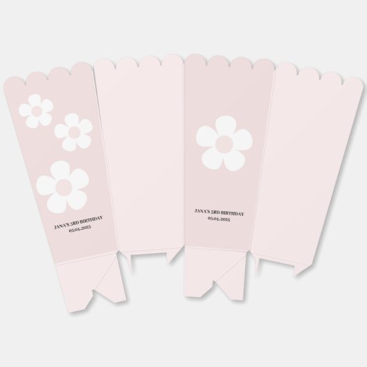 Roze Daisy Verjaardag Popcorn Bedankdoosjes (Ongevouwen)