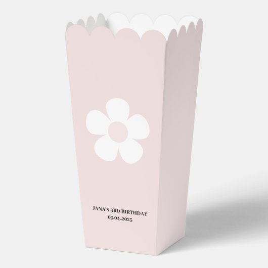 Roze Daisy Verjaardag Popcorn Bedankdoosjes (Voorkant)