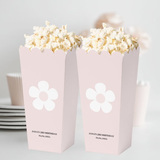 Roze Daisy Verjaardag Popcorn Bedankdoosjes