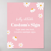 Roze Daisy Verjaardagsfeest Tafelbord Poster (Voorkant)