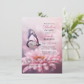 Roze Daisy Vlinder Viering van het Leven | FOTO Kaart (Staand voorkant)