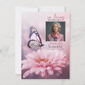 Roze Daisy Vlinder Viering van het Leven | FOTO Kaart (Achterkant)