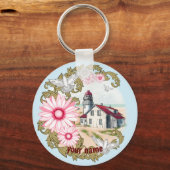 Roze Daisy Vuurtoren sleutelhanger (Voorkant)