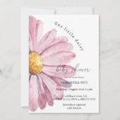 Roze daisy waterverf Baby in bloei Uitnodiging (Voorkant)