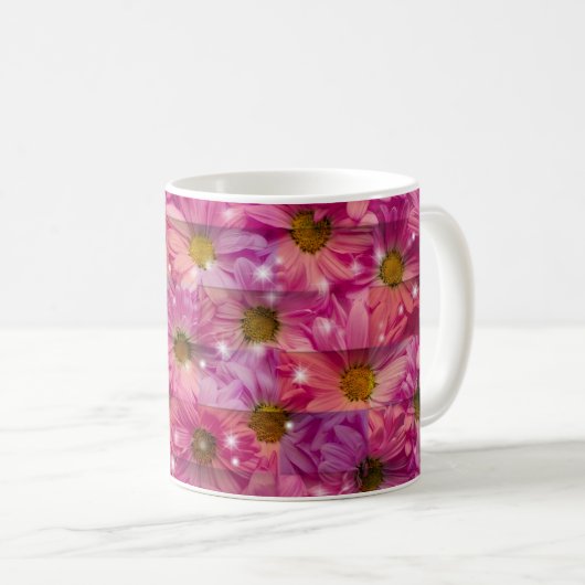 Roze Daisy Weave Koffiemok (Voorkant rechts)