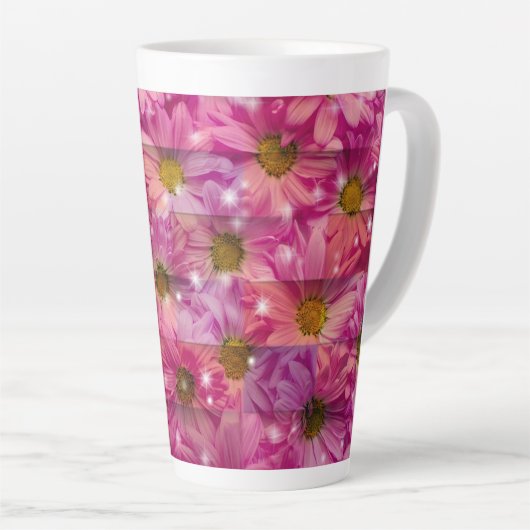 Roze Daisy Weave Latte Mok (Rechterhoek)