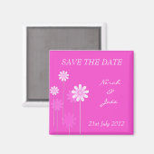 Roze Daisy Wedding sparen de Datum Magnet (Voorkant / Achterkant)