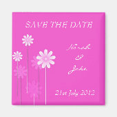 Roze Daisy Wedding sparen de Datum Magnet (Voorkant)