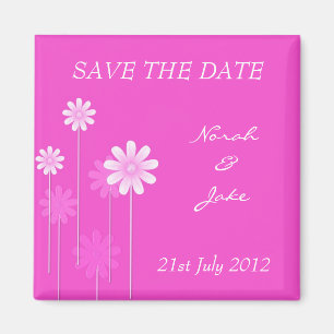 Roze Daisy Wedding sparen de Datum Magnet