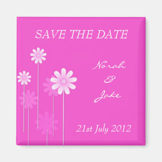 Roze Daisy Wedding sparen de Datum Magnet