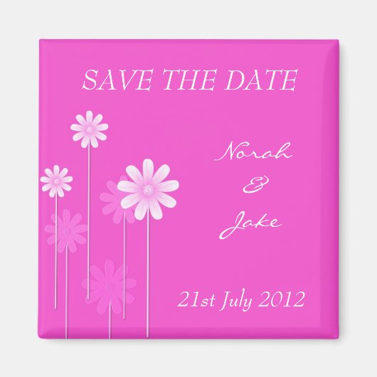 Roze Daisy Wedding sparen de Datum Magnet (Voorkant)