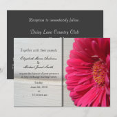 Roze Daisy Wedding Uitnodiging (Voorkant / Achterkant)