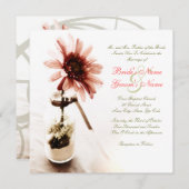 Roze Daisy Wedding Uitnodiging (Voorkant / Achterkant)